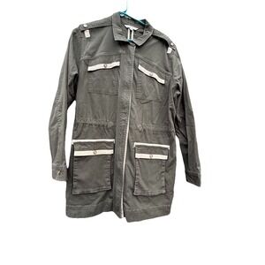 CAbi Jacket Utility Anorak Military Style Cinch Waist‎ Outdoors Army Green Large